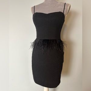 Filtre black mini dress with sweetheart neckline and feather waistline size S